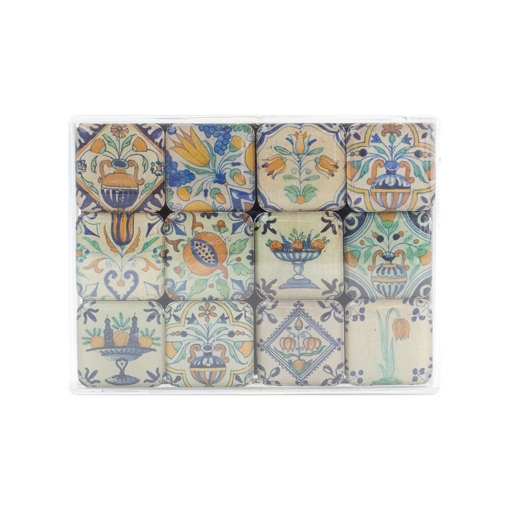 Kühlschrankmagnet-Set – Delfter Polychromfliesen – 12-teilig