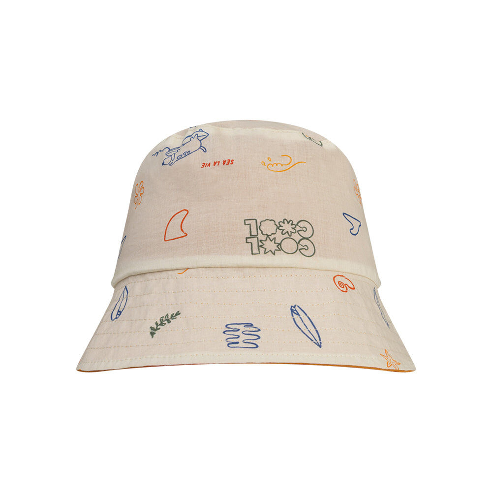 Cappello da sole reversibile - Beige/Arancione - Surfista