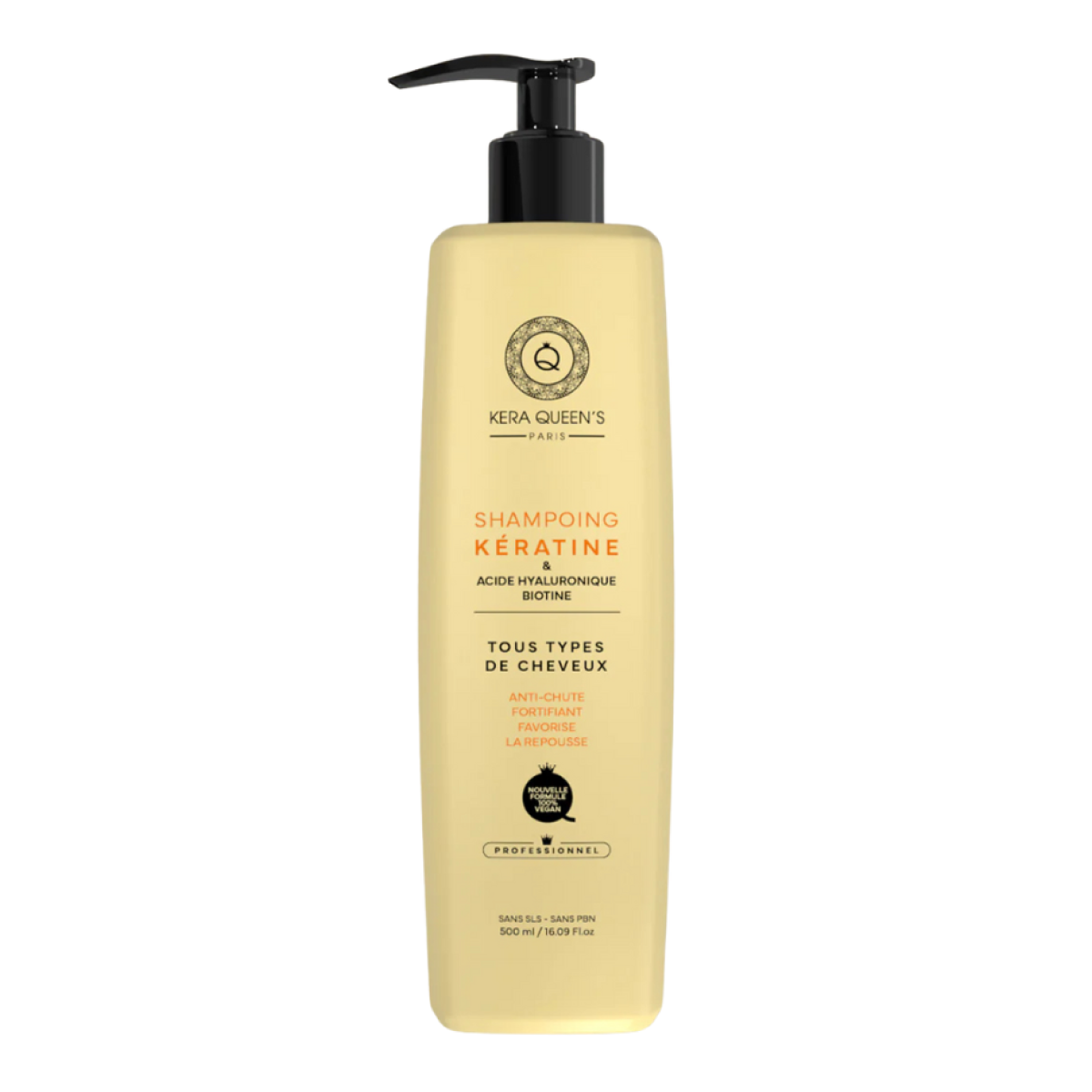 500 ml Kera Queen's - Shampoing  Kératine Acide Hyaluronique-Biotine