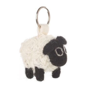 Porte-clés mouton noir en feutre à l'aiguille du commerce équitable 1