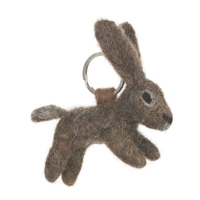 Handmade Fair trade Needle Felt Hare Keyring