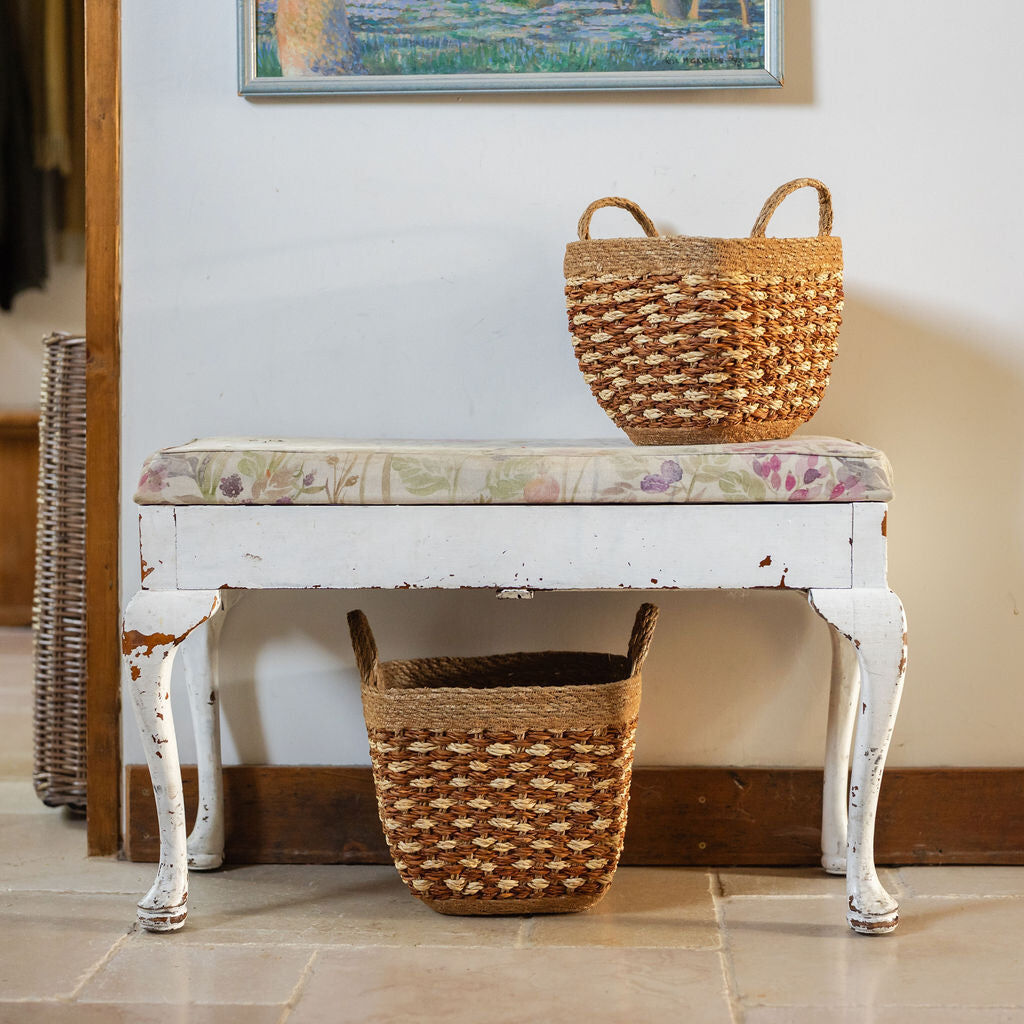 Karatoya, Square Seagrass Basket with Tapered Base Set of 3