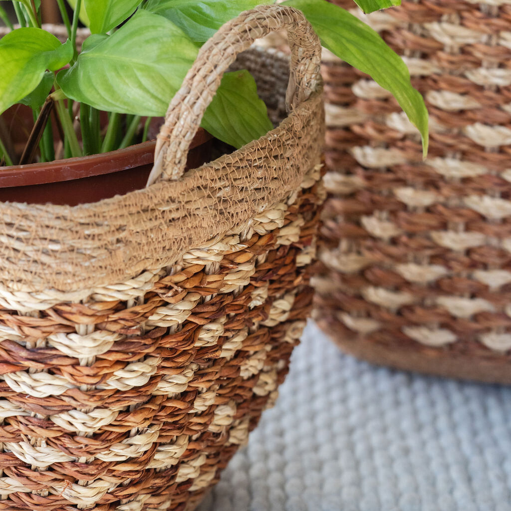 Karatoya, Square Seagrass Basket with Tapered Base Set of 3