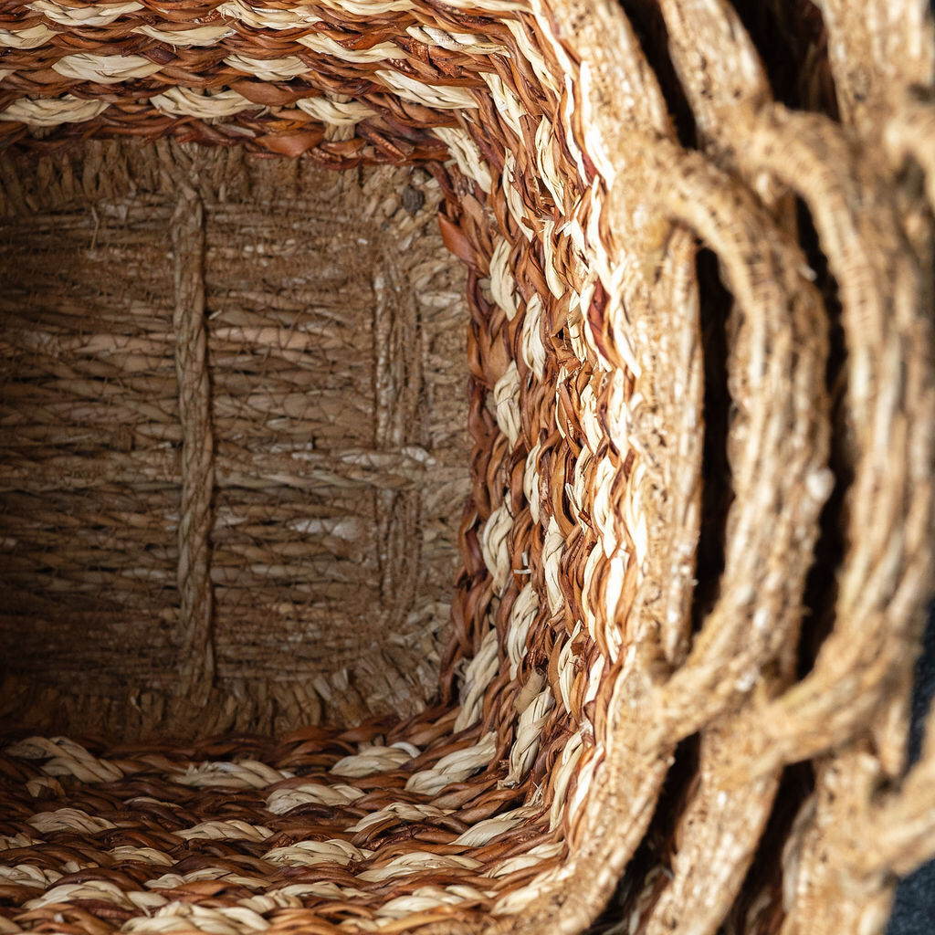 Karatoya, Square Seagrass Basket with Tapered Base Set of 3