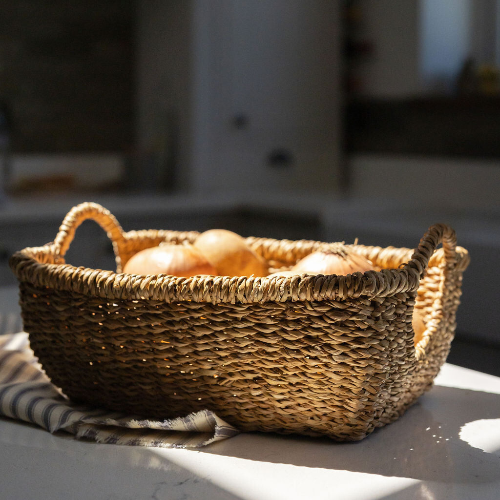 Meghna, Seagrass Basket Tray with Round Handles Set of 2
