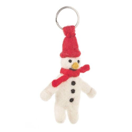 Handmade Fair trade Needle Felt Mr. Snowman Christmas Keyring