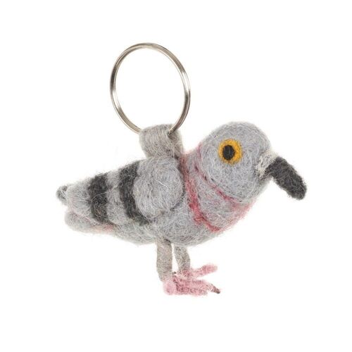 Handmade Fair trade Needle Felt Pigeon Keyring