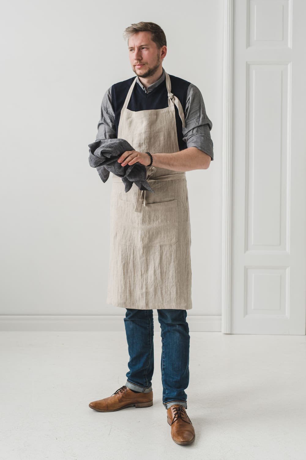Unisex Bib Linen Apron in Various Colors