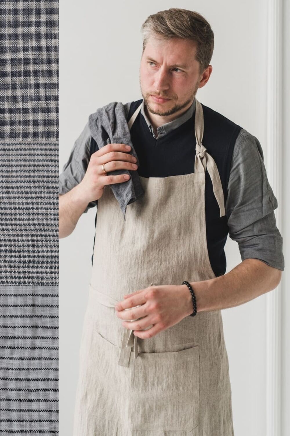 Patterned Unisex Bib Linen Apron in Various Colors