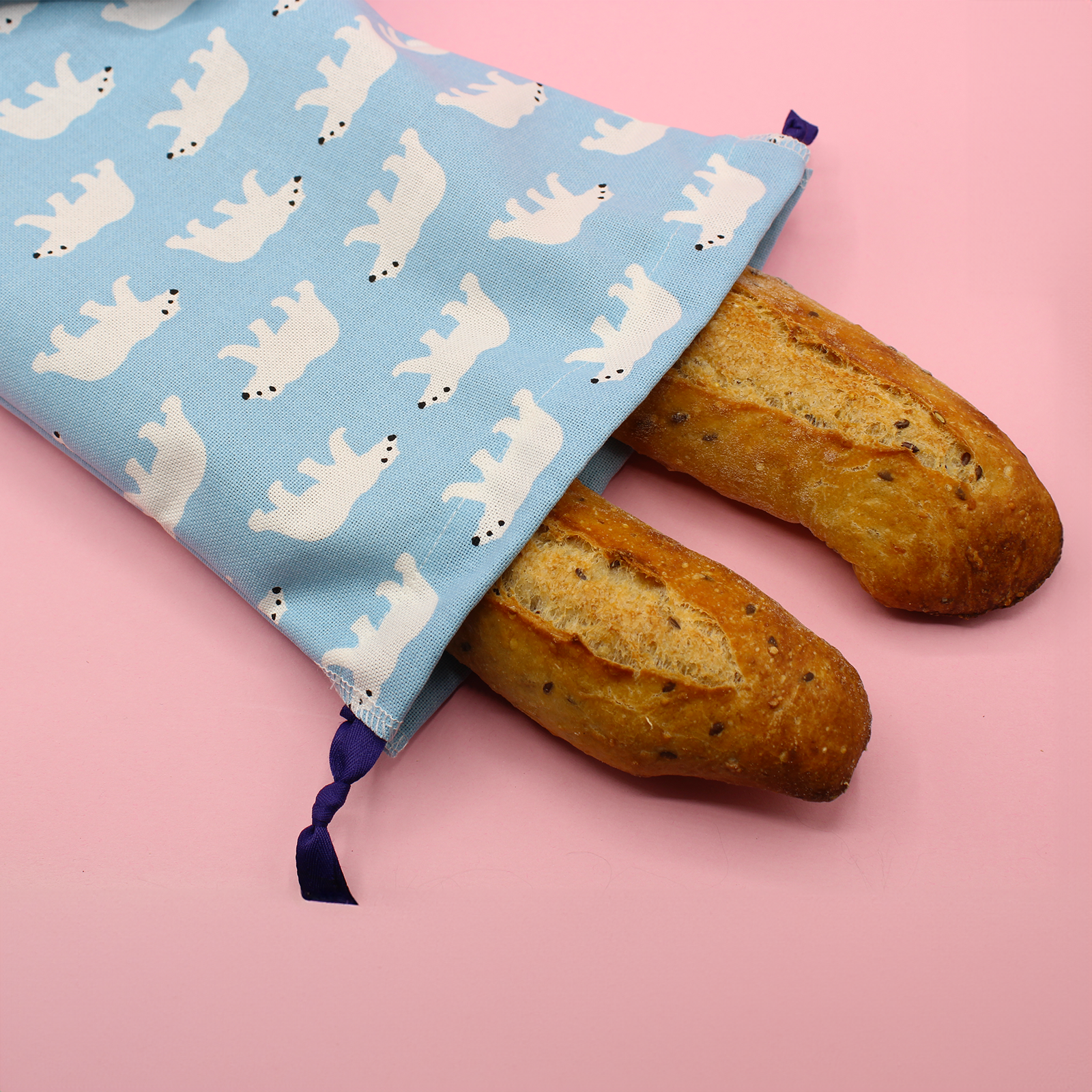 Neues Muster – Dicke Baumwolltasche im Baguette-Stil – Bär