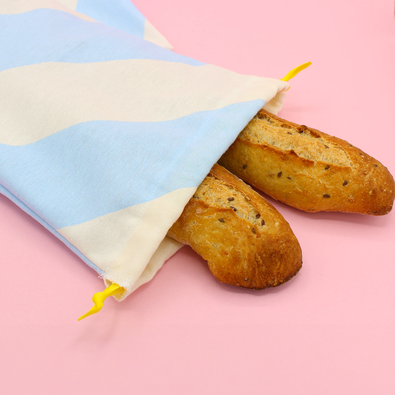 Neues Muster – Dicke Baumwolltasche im Baguette-Stil – Blaue Streifen