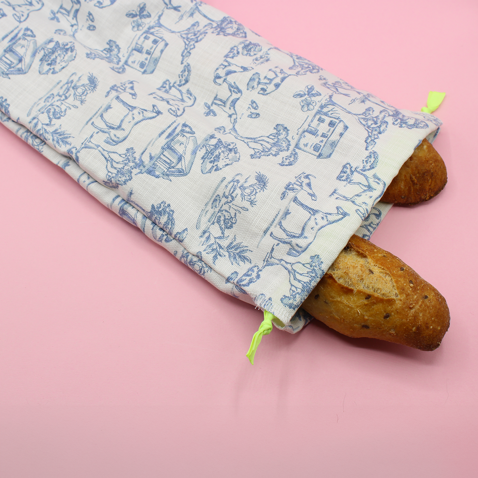 Nouveau patron - Sac à baguette en coton épais - Jouy bleu