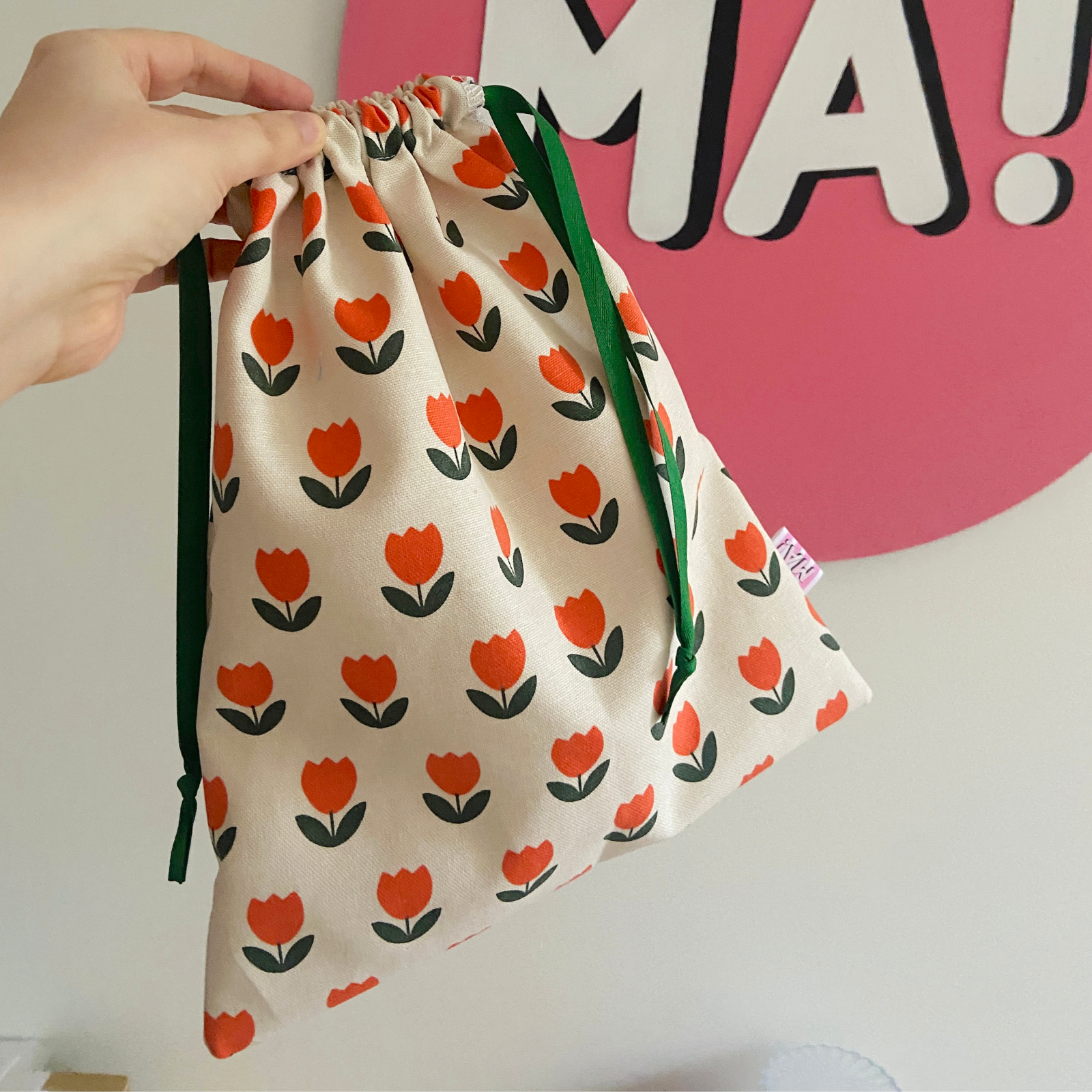Nouveau patron - Sac à pain coton épais - tulipes