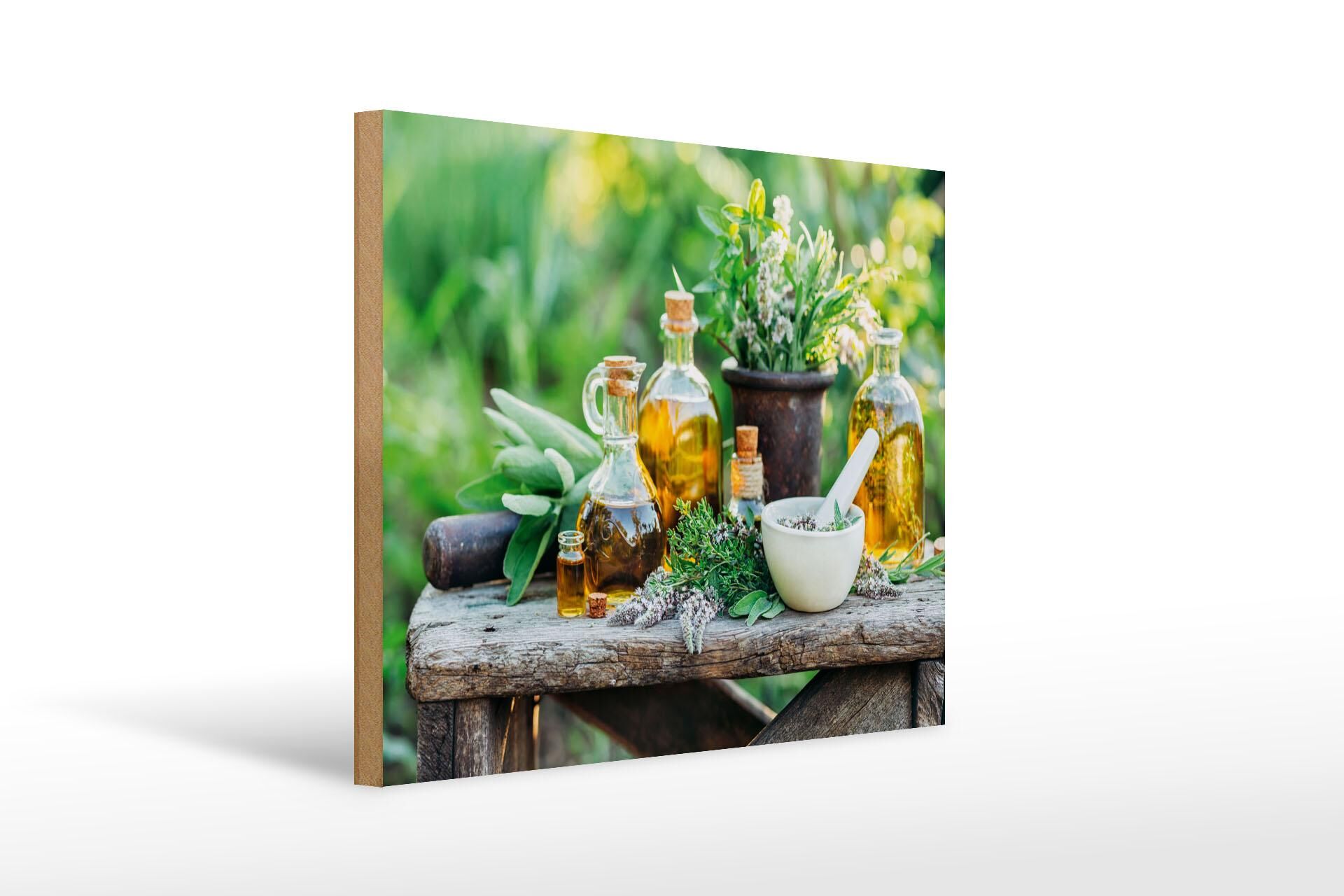 Wooden sign for food, 30x40 cm, oils and herbs, decorative sign for a wooden table