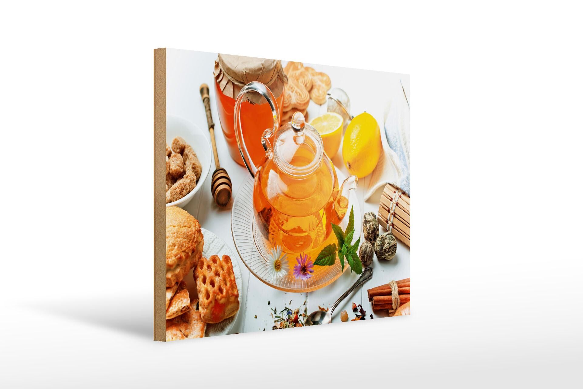 Wooden sign "Drinking" 30x40 cm Teapot with tea decoration sign