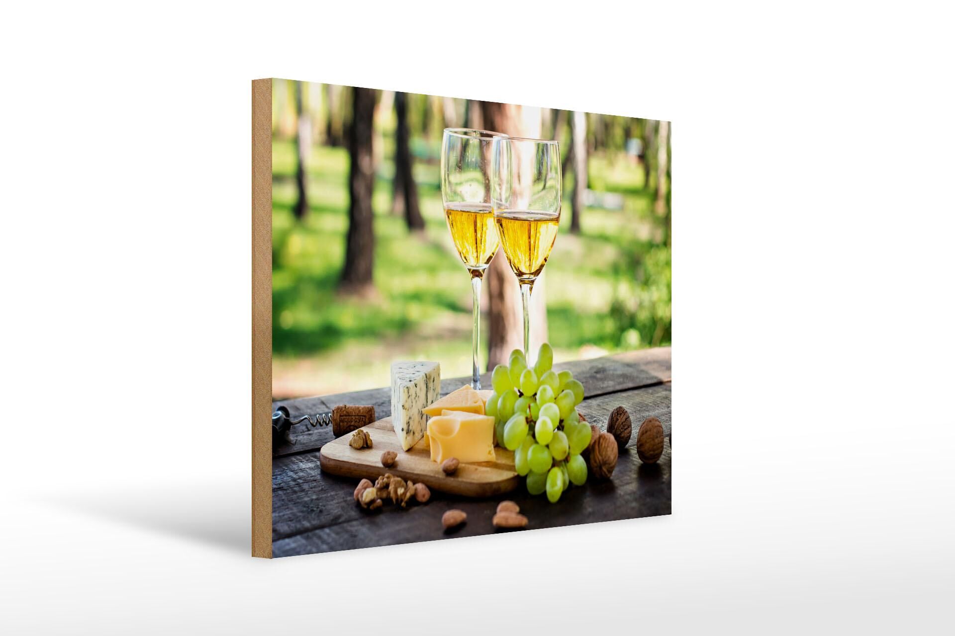Wooden sign "Drinking" 30x40 cm, wine, two white wine glasses, decorative sign