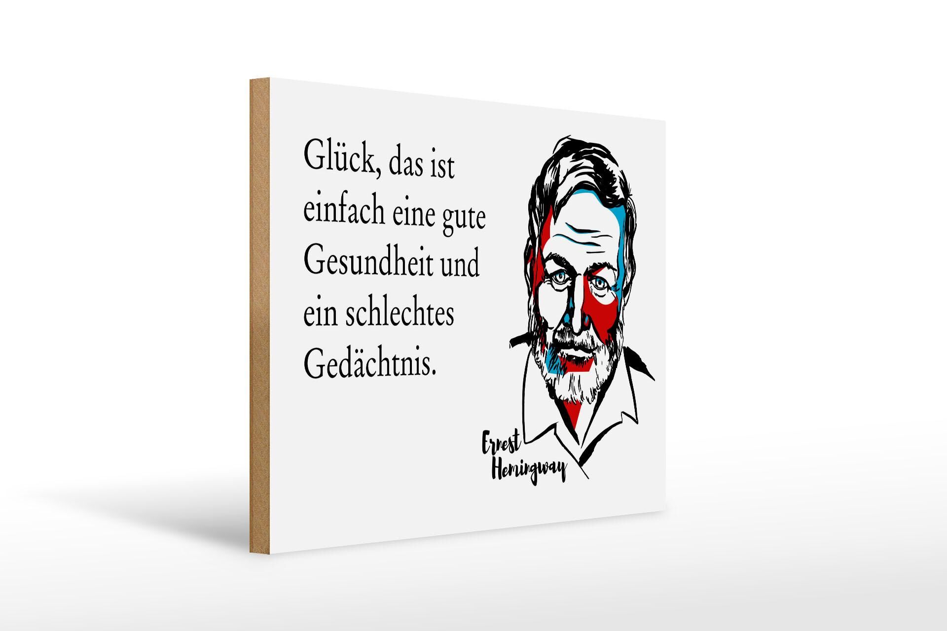 Wooden sign with quote, 30x40 cm: Happiness is health & a bad memory.