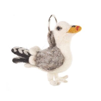 Handmade Fair trade Needle Felt Seagull Keyring