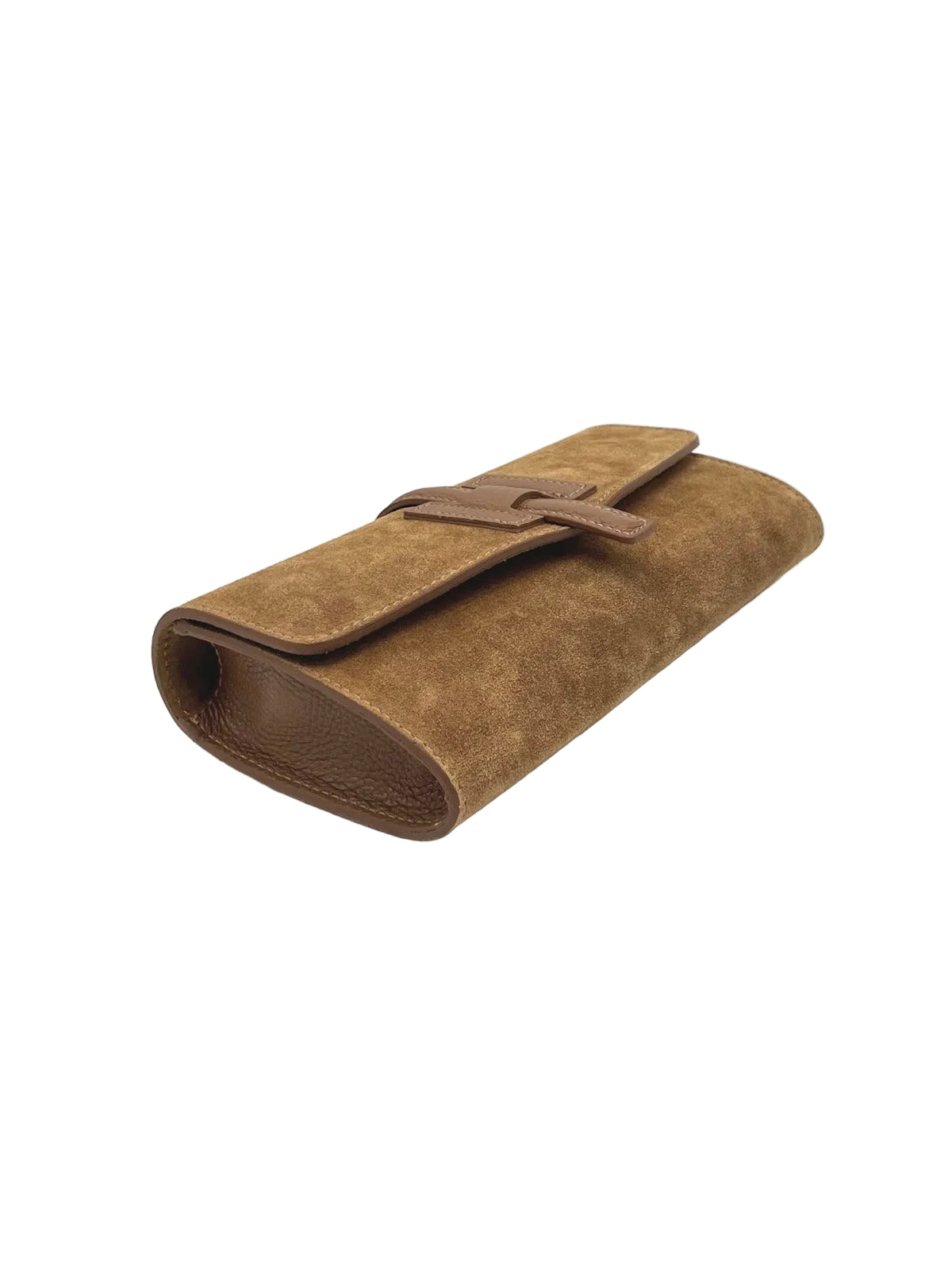 Pochette con patta in pelle scamosciata e pelle con tracolla removibile, Made in Italy, art.112741