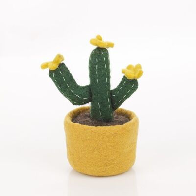 Hecho a mano Fieltro biodegradable Amarillo Floración Cactus Decoración amarillo