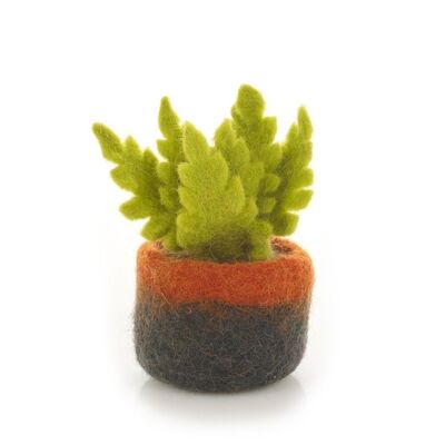 Fieltro hecho a mano biodegradable falso avestruz helecho decoración de plantas en miniatura 10 cm x 7 cm
