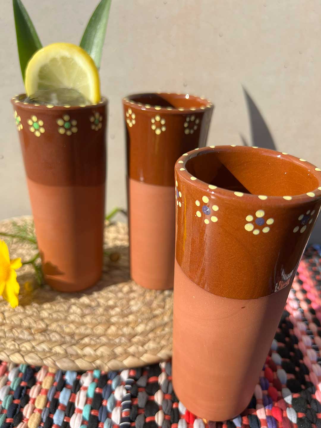 Hand Painted Terracotta Highball Cup – Rustic Ceramic Cocktail Glass (300ml)