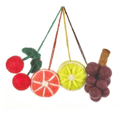 Handmade Needle Felt Hanging Fabulous Fruits (Set of 4) Decorations