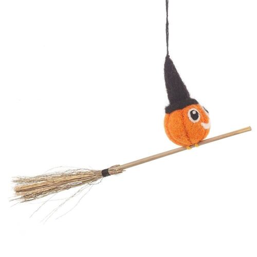 Handmade Hanging Felt Flying Pumpkin Biodegradable Halloween Decoration