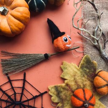 Feutre fait à la main Fair Trade Spooky Spiderweb Hanging Halloween Décoration 5