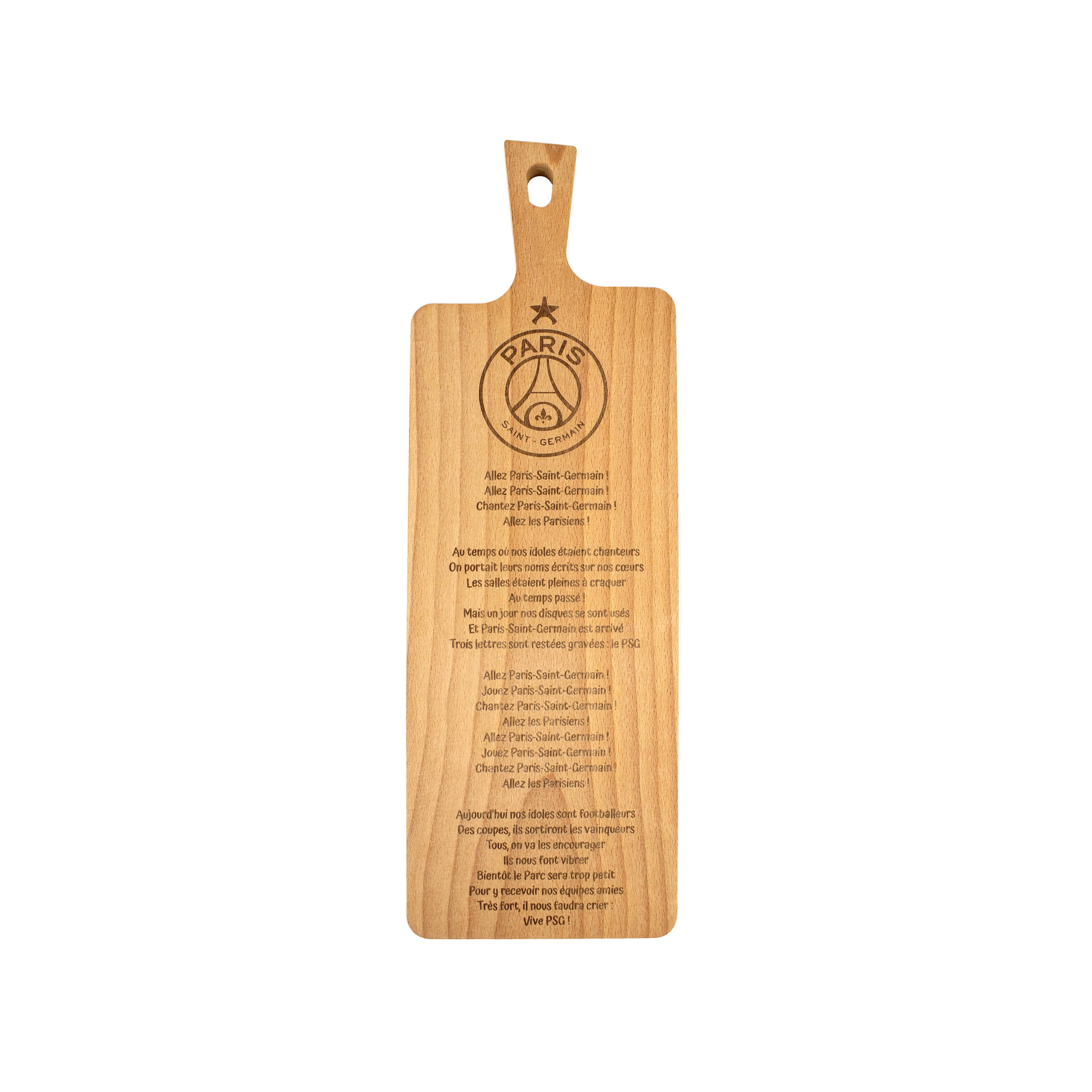 Beechwood cutting board – Paris Saint-Germain supporters chant – supporter gift – football fan gift – Christmas gift – birthday gift