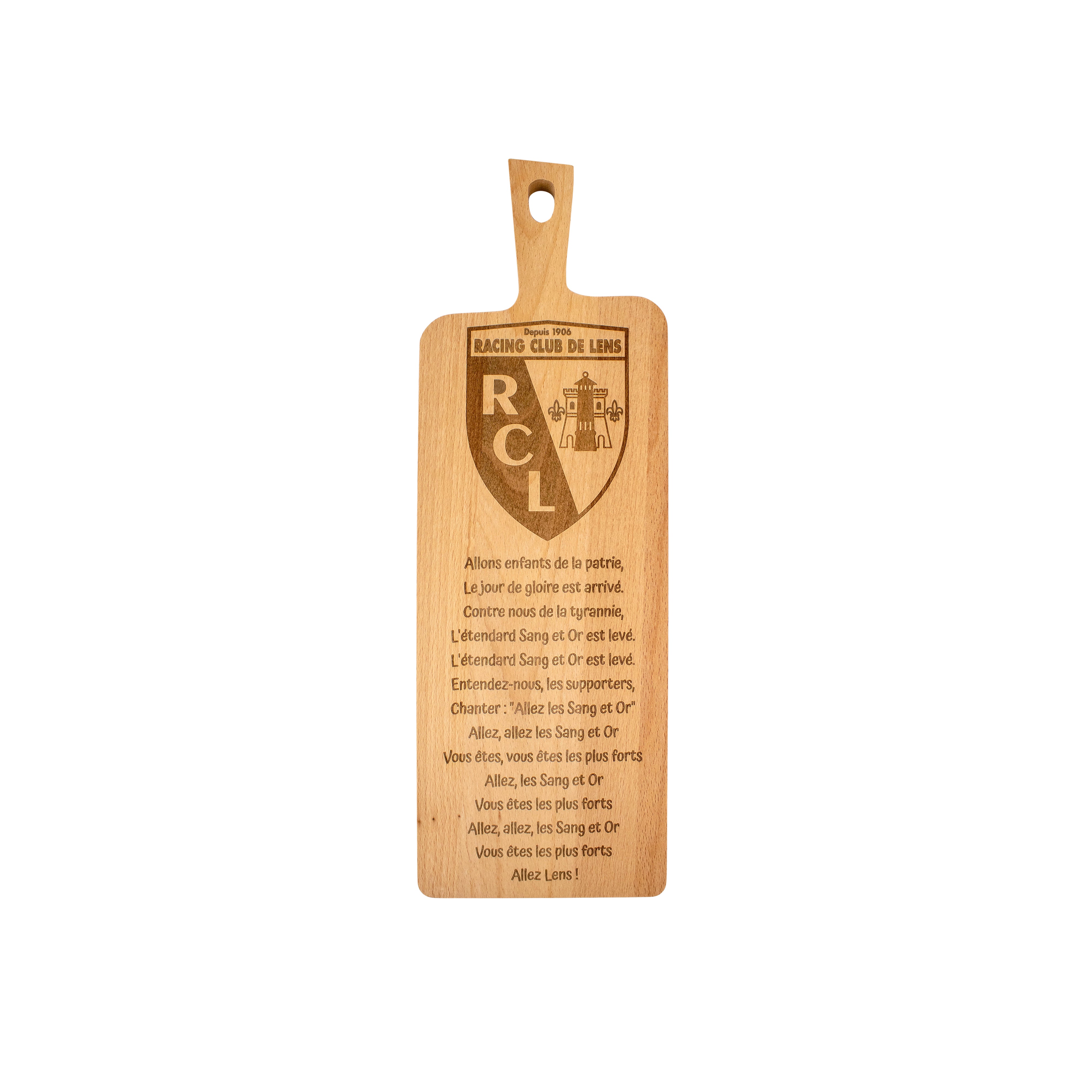Beechwood cutting board – Lens supporters chant – supporter gift – football fan gift – Christmas gift – birthday gift