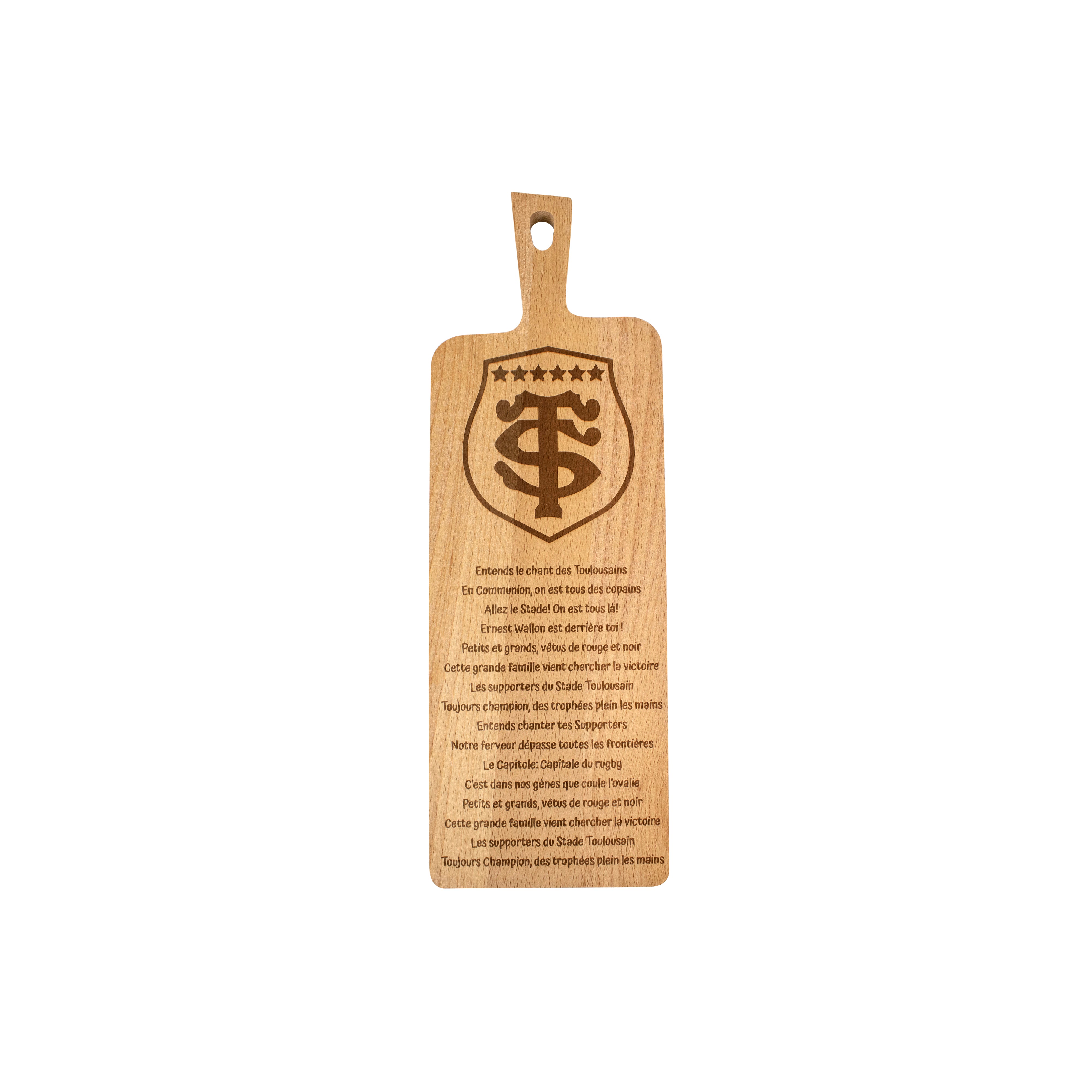 Schneidebrett aus Buchenholz – Stade Toulousain-Hymne – Fangeschenk – Rugby-Fangeschenk – Weihnachtsgeschenk – Geburtstagsgeschenk