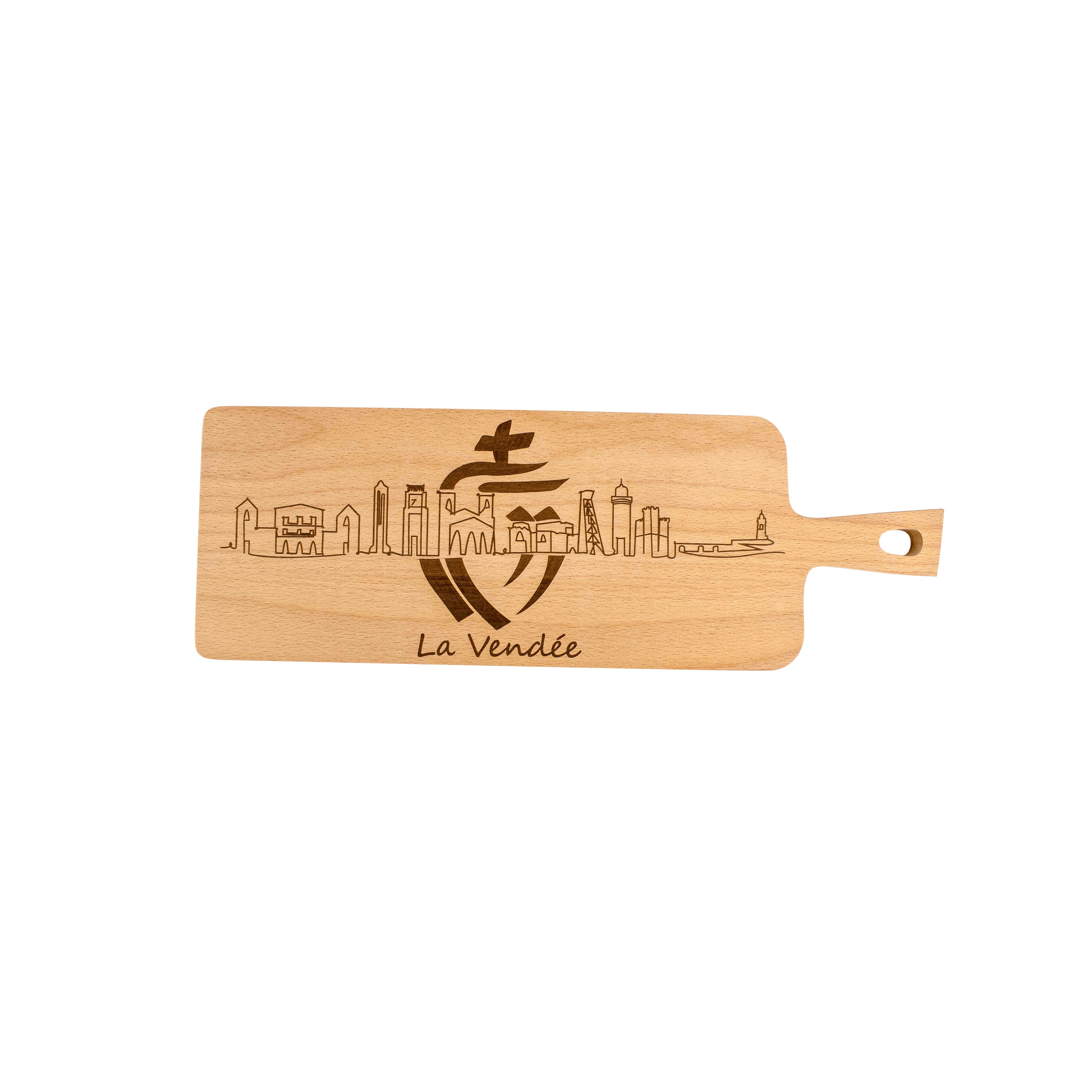 Tagliere in legno di faggio – Panorama e cuore della Vandea – Regalo per turisti – Regalo di Natale – Regalo di compleanno