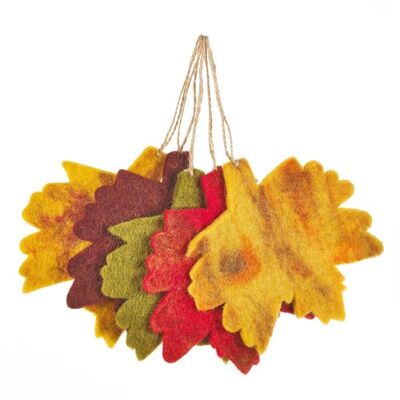 Feuilles d'automne en feutre fait à la main (lot de 5) décorations à suspendre