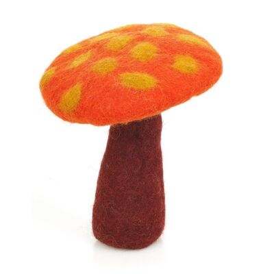 Décoration de champignon biodégradable en feutre fait à la main orange
