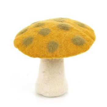 Décoration de champignon biodégradable en feutre fait à la main jaune 1