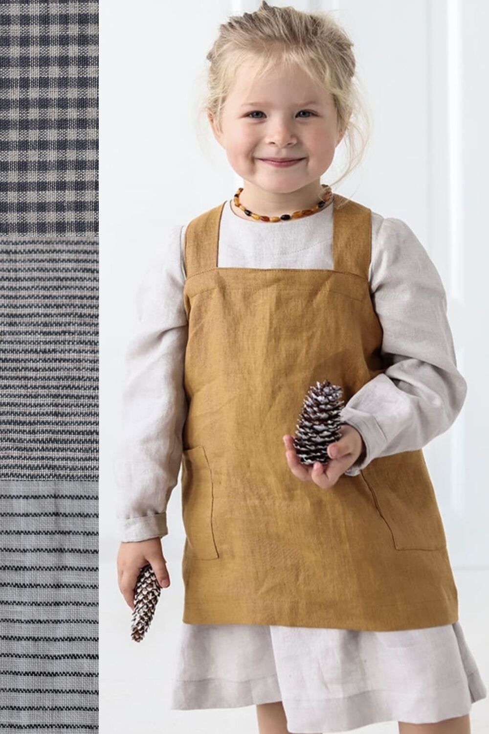 Kids Patterned Japanese style Linen Apron in Various Colors