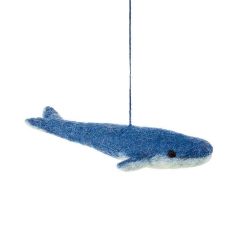Handmade Felt Biodegradable The Big Blue Hanging Whale Decoration