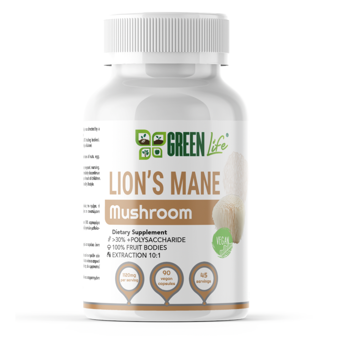 🍄 Green Life Lion’s Mane Mushroom – Cognitive & Nervous System Support, 90caps