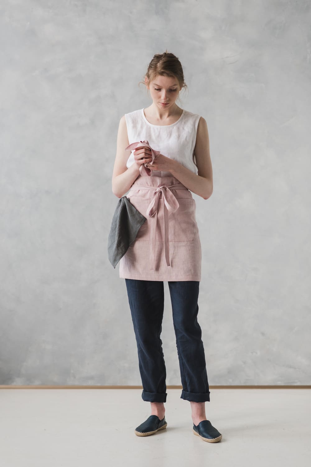 Linen Half Apron in in Various Colors