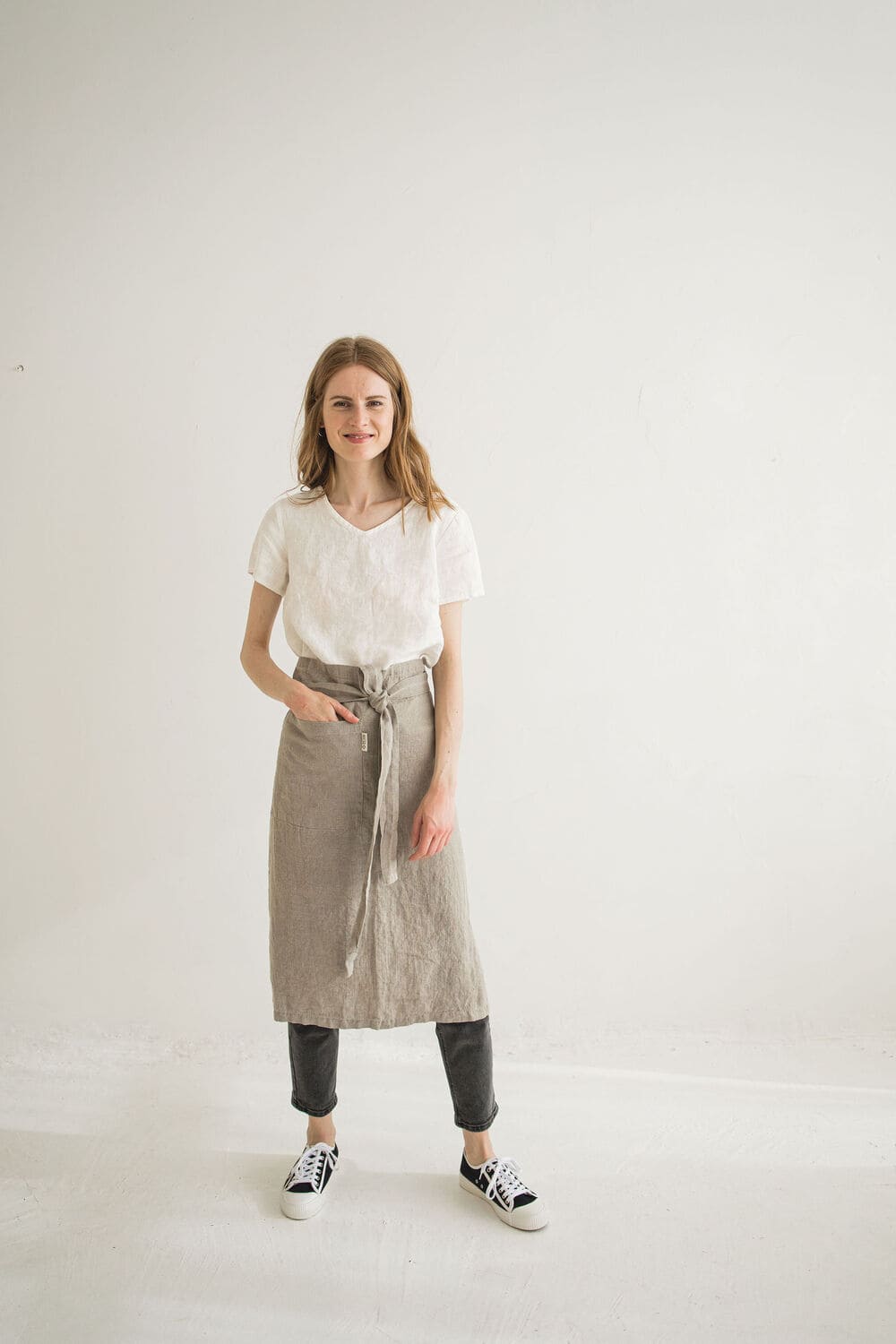 Long Linen Apron in Various Colors