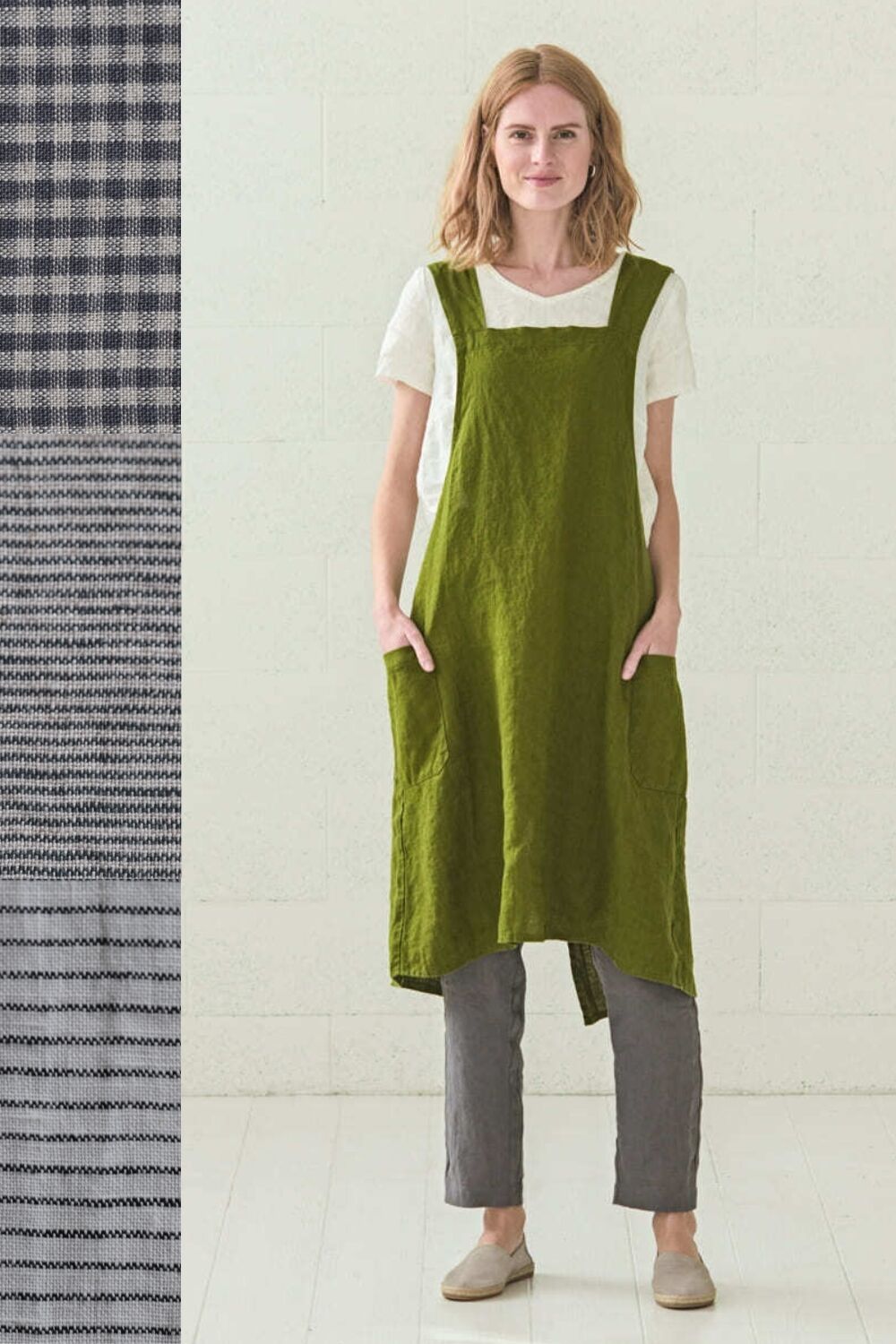 Grembiule a salopette in stile giapponese con motivo decorativo