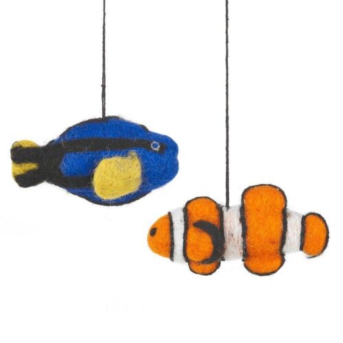 Handmade Felt Biodegradable Fish Friends Hanging Decoration