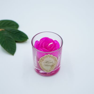 Kleine Votivkerze mit rosa Rosenduft und Moke-Duft