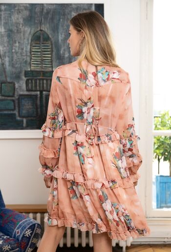 Robe vaporeuse volantée mi-longue avec imprimé bohème 3