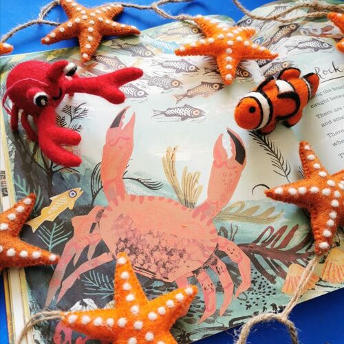 Handmade Felt Hanging Sebastian Crab Biodegradable Felt Decoration