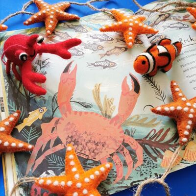 Handgemachte Filz hängen Sebastian Crab Biologisch abbaubare Filzdekoration