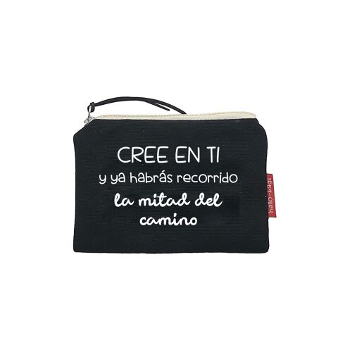 Purse / Wallet / Card Holder, 100% Cotton, model "Believe in yourself and you will have already come half the way"