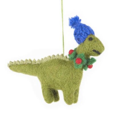 Handmade Biodegradable Felt Hanging Cosy Dinosaur Christmas Tree Decoration