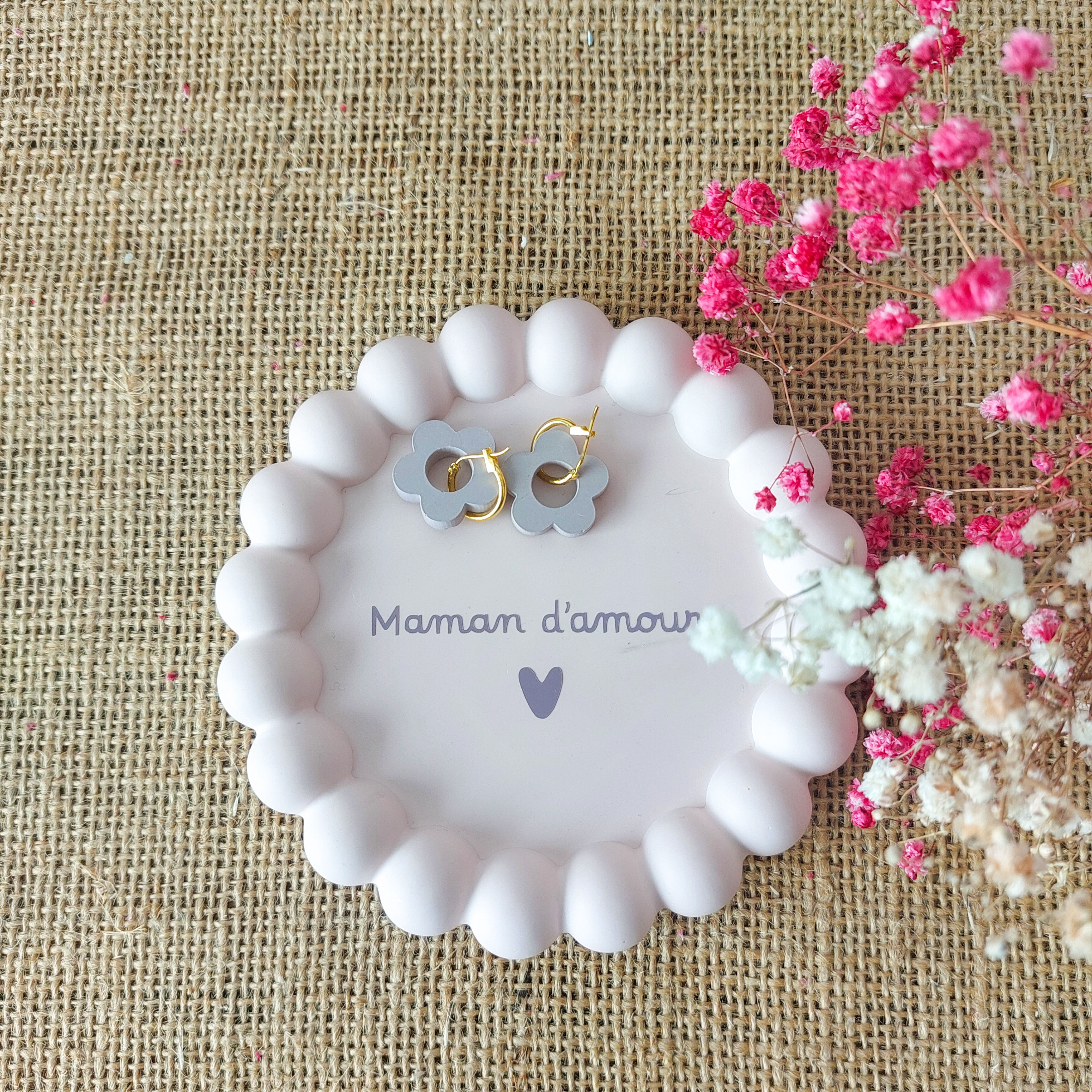 Cadeau fête des mères, idée cadeau maman, vide poche personnalisé, coupelle support à bijoux, message d'amour pour la fête des mamans